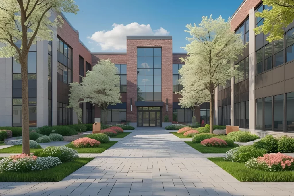 Commercial building in spring season